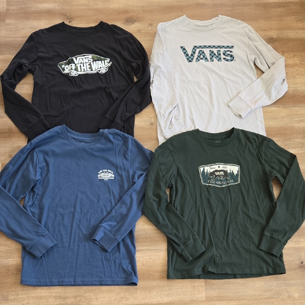 Vans Long Sleeve T-Shirt Collection in Black, Cream, Blue, and Green